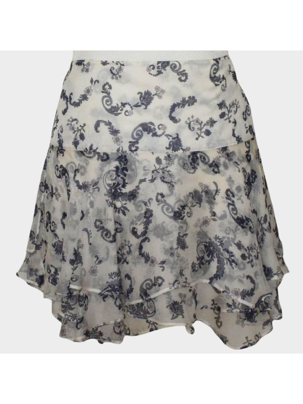 BELLUM %100 Silk Mini Fit & Flare Tiered Handkerchief Skirt Size 4